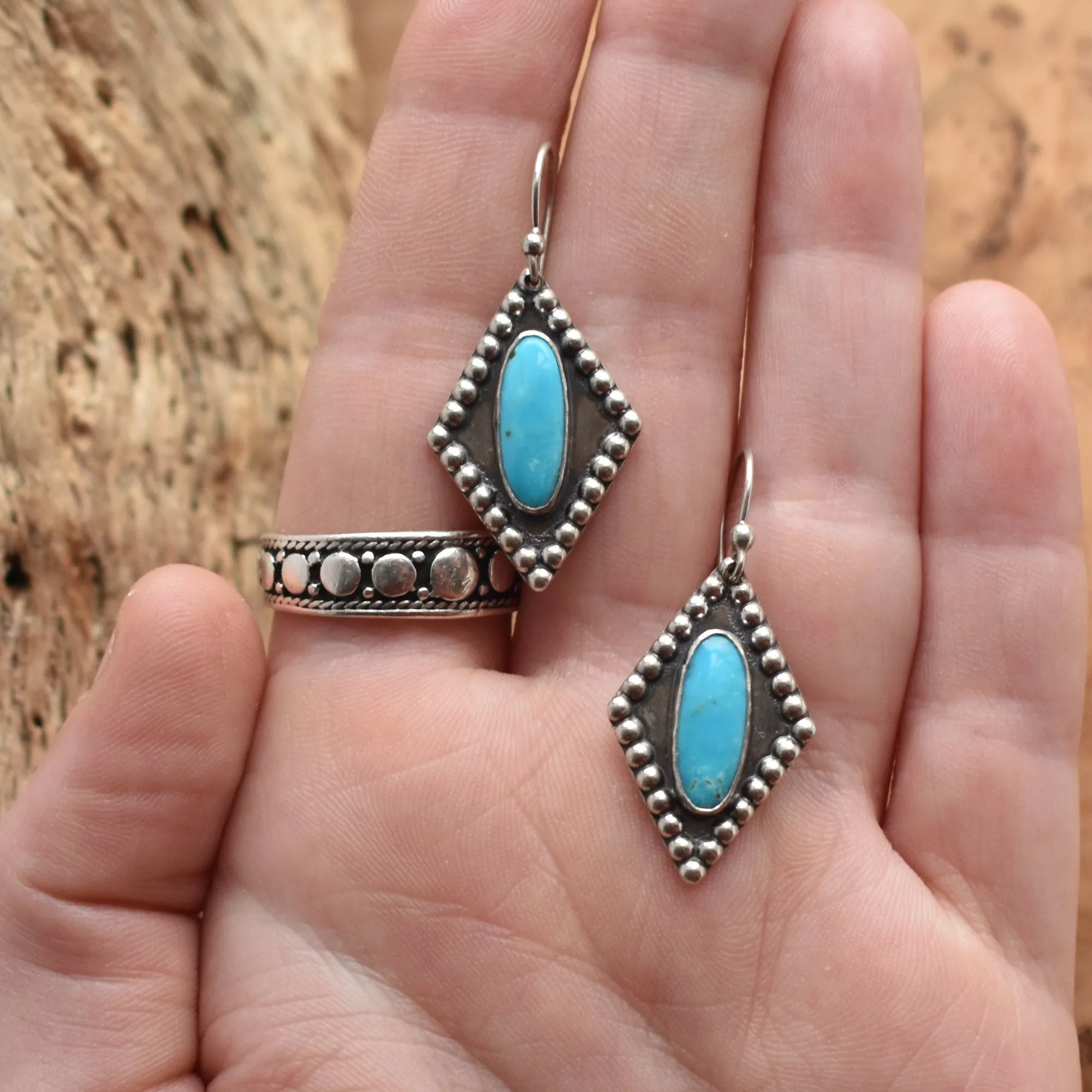 Turquoise Earrings - .925 Sterling Silver - Silversmith Earrings