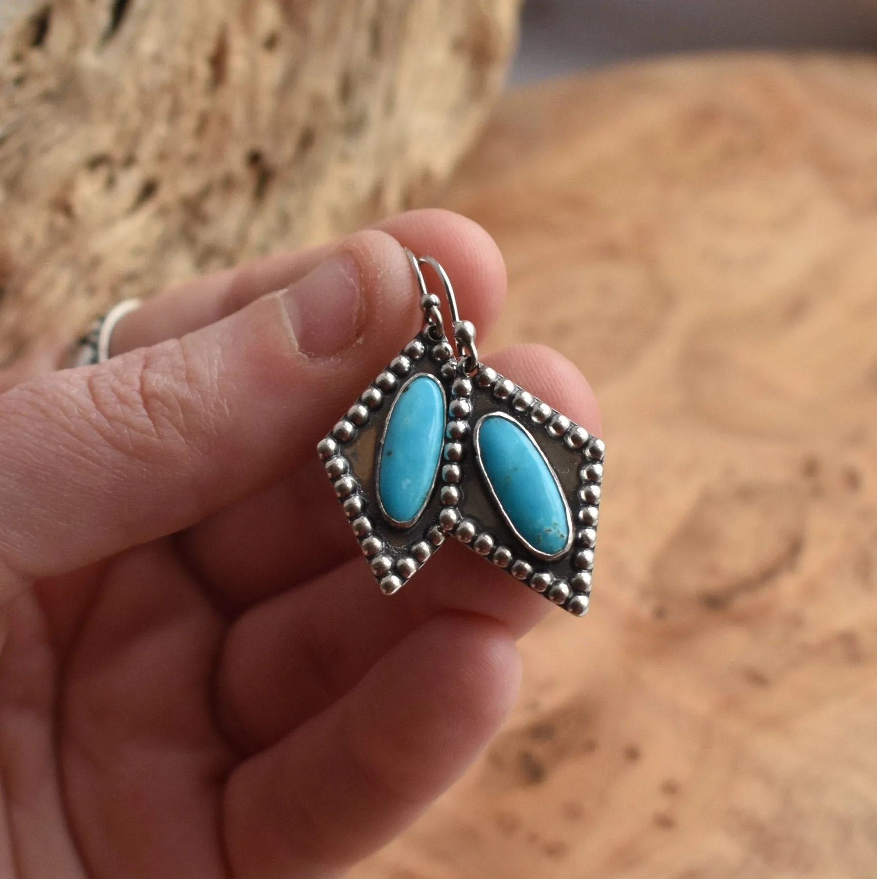 Turquoise Earrings - .925 Sterling Silver - Silversmith Earrings