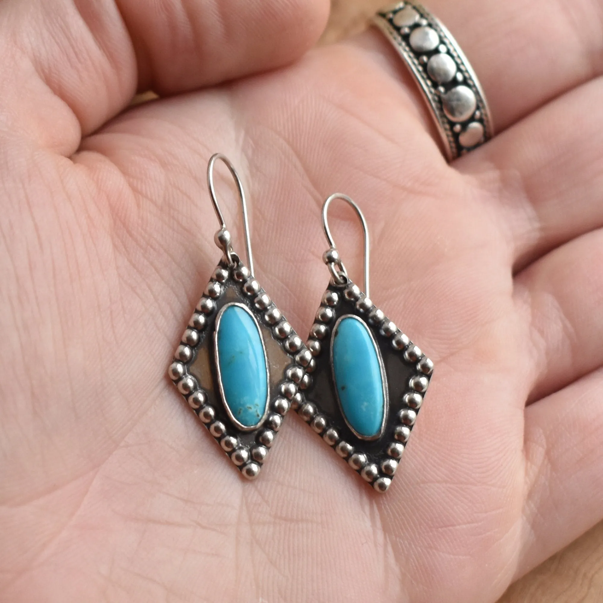 Turquoise Earrings - .925 Sterling Silver - Silversmith Earrings