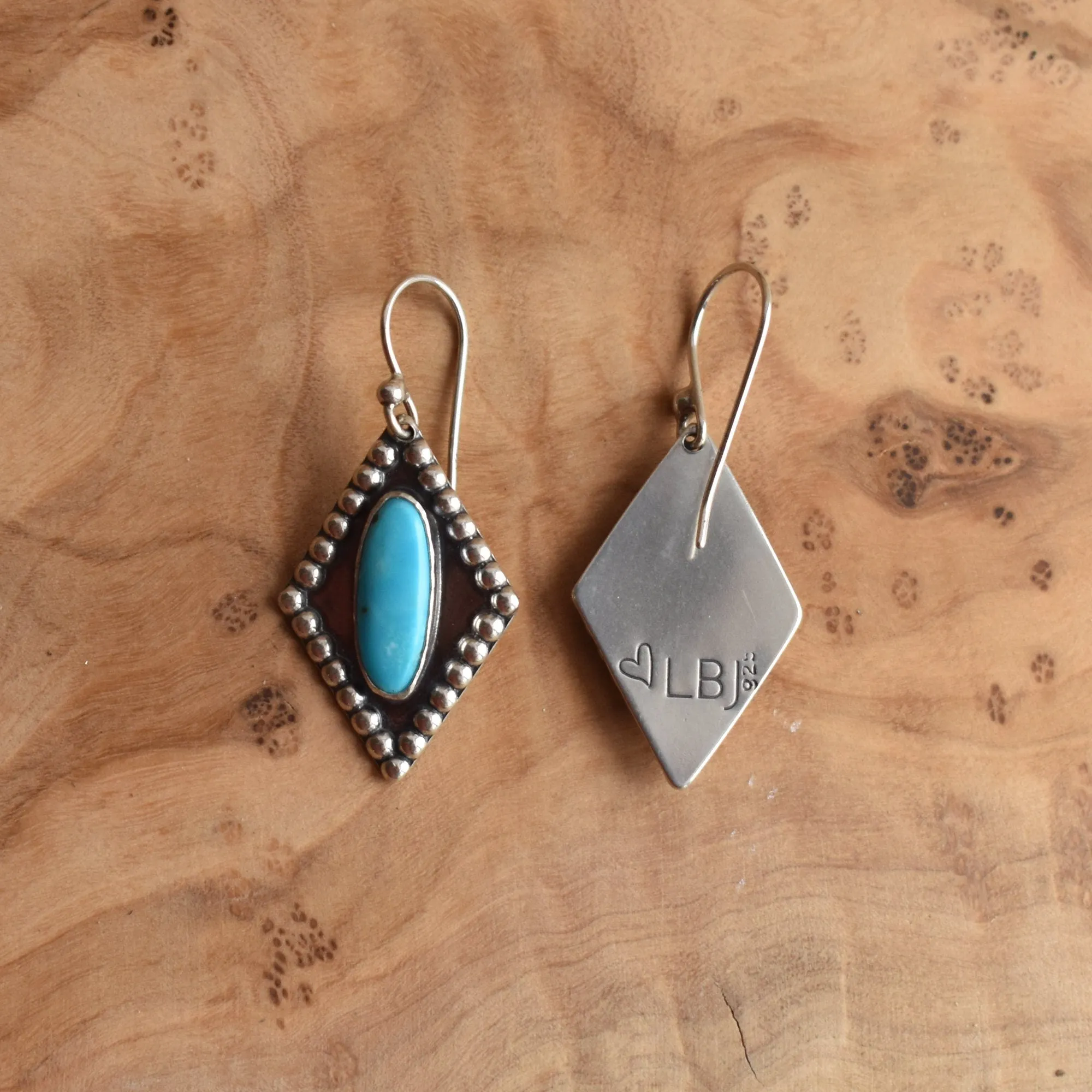 Turquoise Earrings - .925 Sterling Silver - Silversmith Earrings