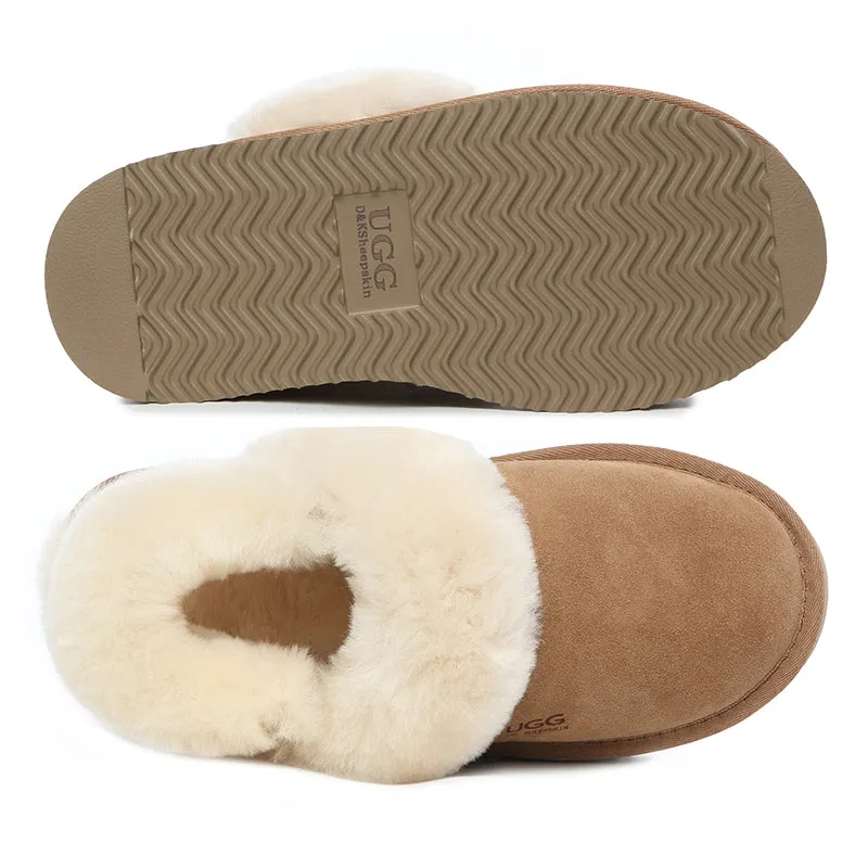 Cozy UGG Fluffy Removable Strap Scuff Slippers