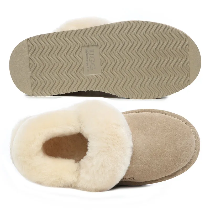 Cozy UGG Fluffy Removable Strap Scuff Slippers