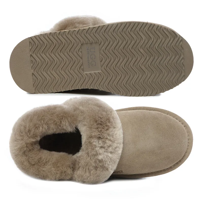 Cozy UGG Fluffy Removable Strap Scuff Slippers