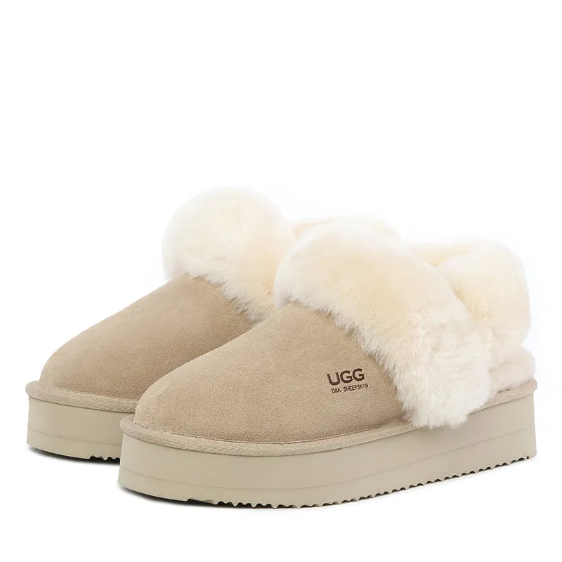 Cozy UGG Fluffy Removable Strap Scuff Slippers