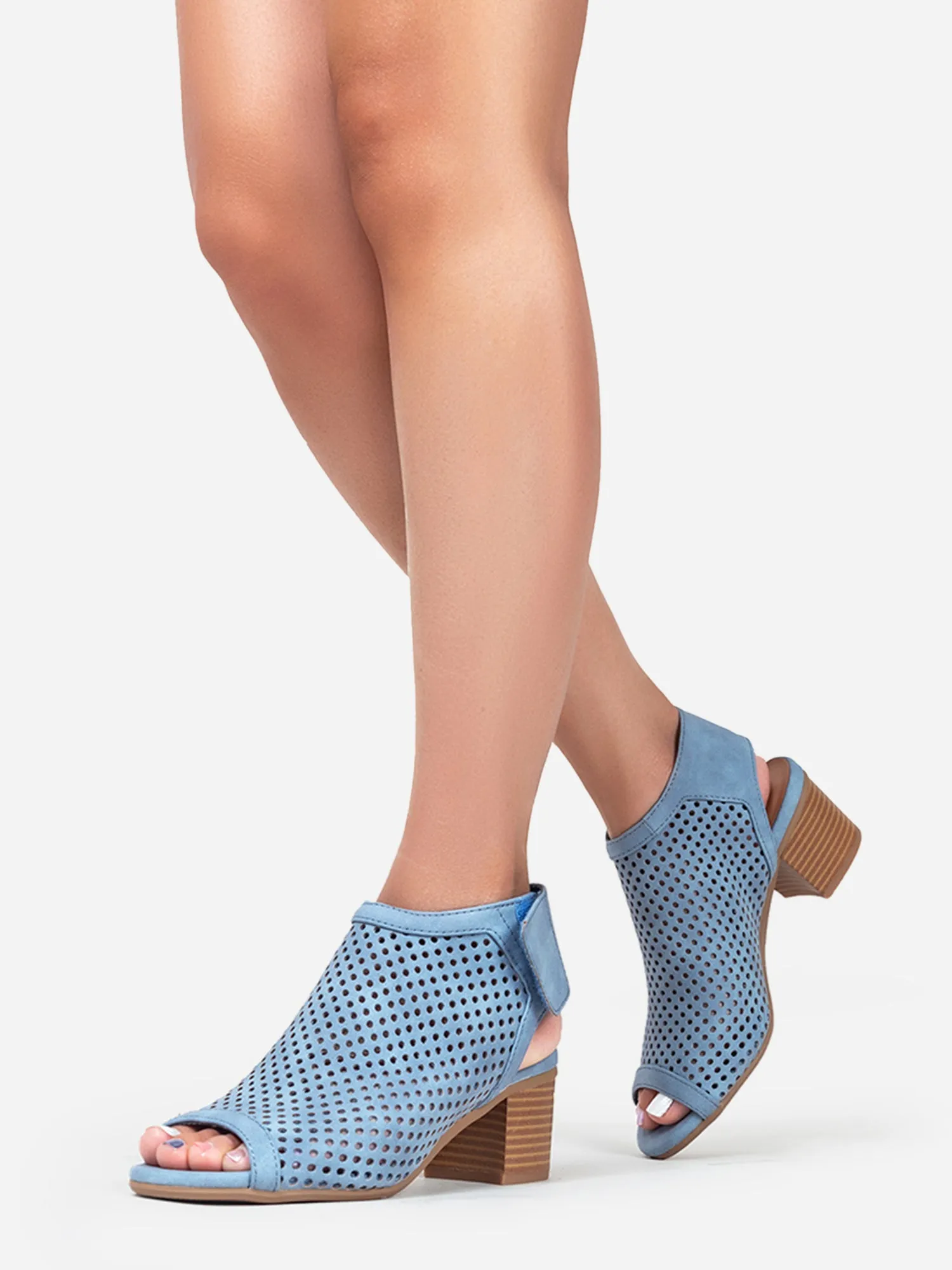 Velcro Strap Peep Toe Booties